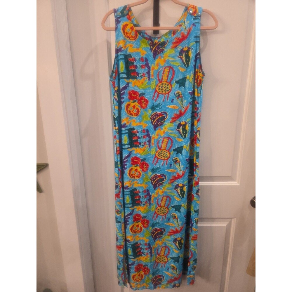 XTREME ISLAND DESIGNS Hawaiian Sleeveless Maxi Size Medium Artsy Boho *RARE VTG*